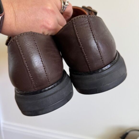 FitFlop HAGEN Mens Leather Monk Shoes - Brown with Brass Derby Buckle | Size 12 main image 9